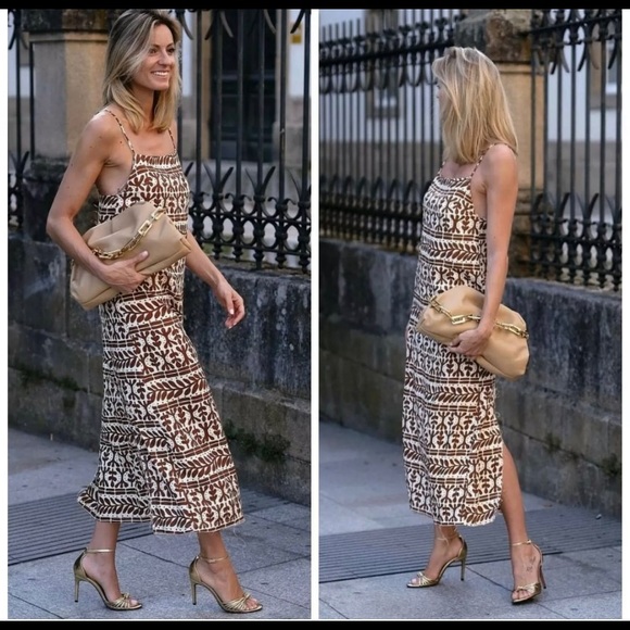 Zara Printed Linen Blend Dress - Picture 13 of 14